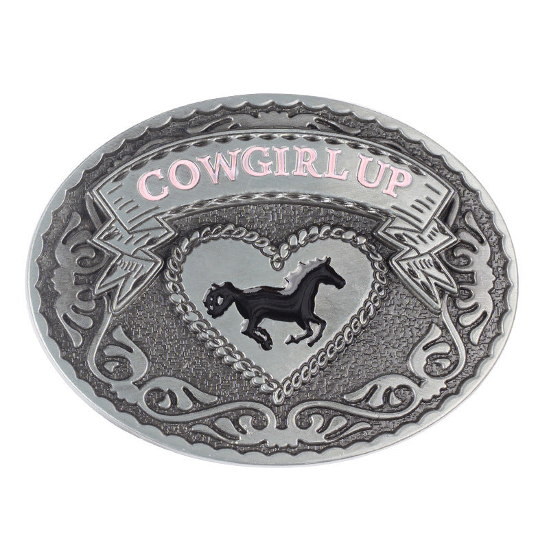 Western style cowgirl belt buckle