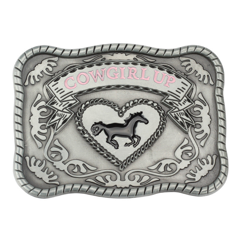 Western style cowgirl belt buckle