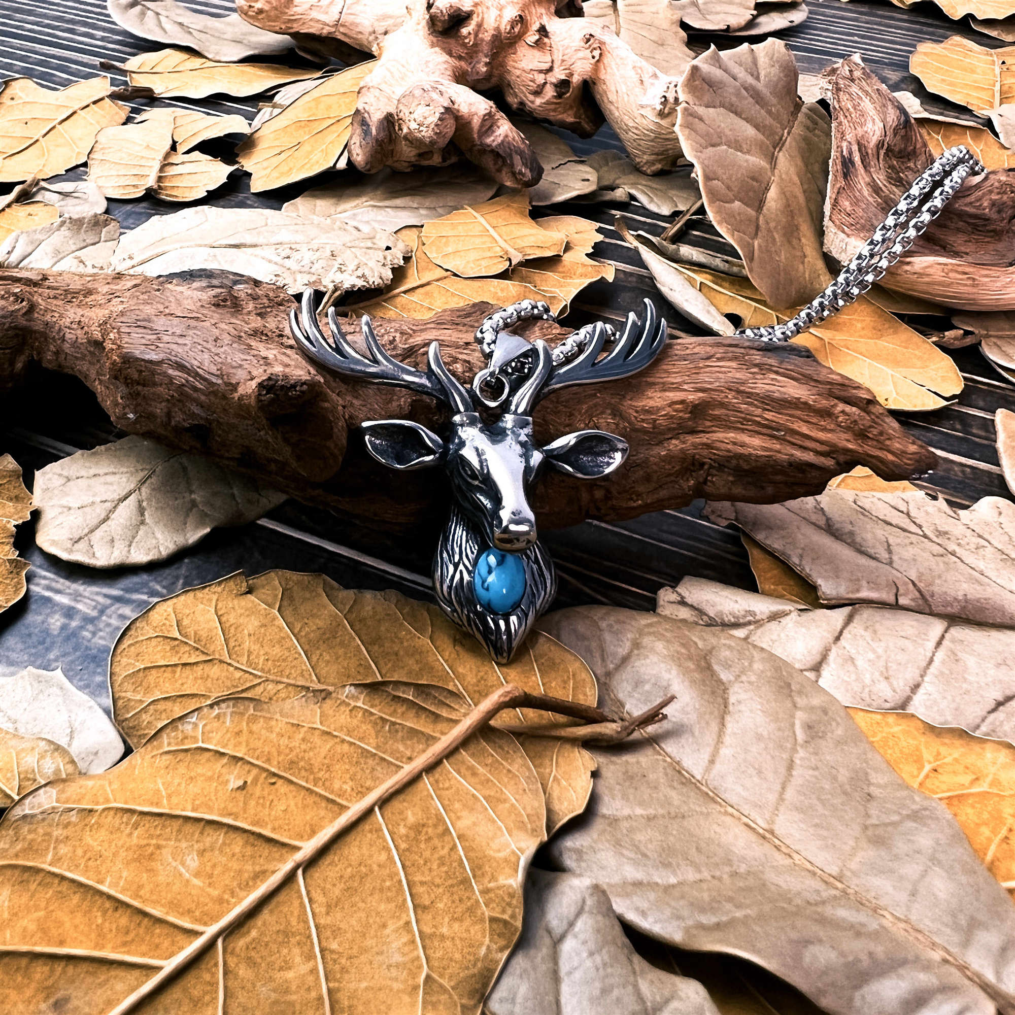 Feather Goat and Elk Necklace