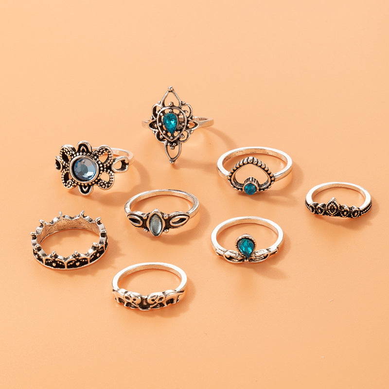 Vintage Flower Cutout 7-Piece Ring