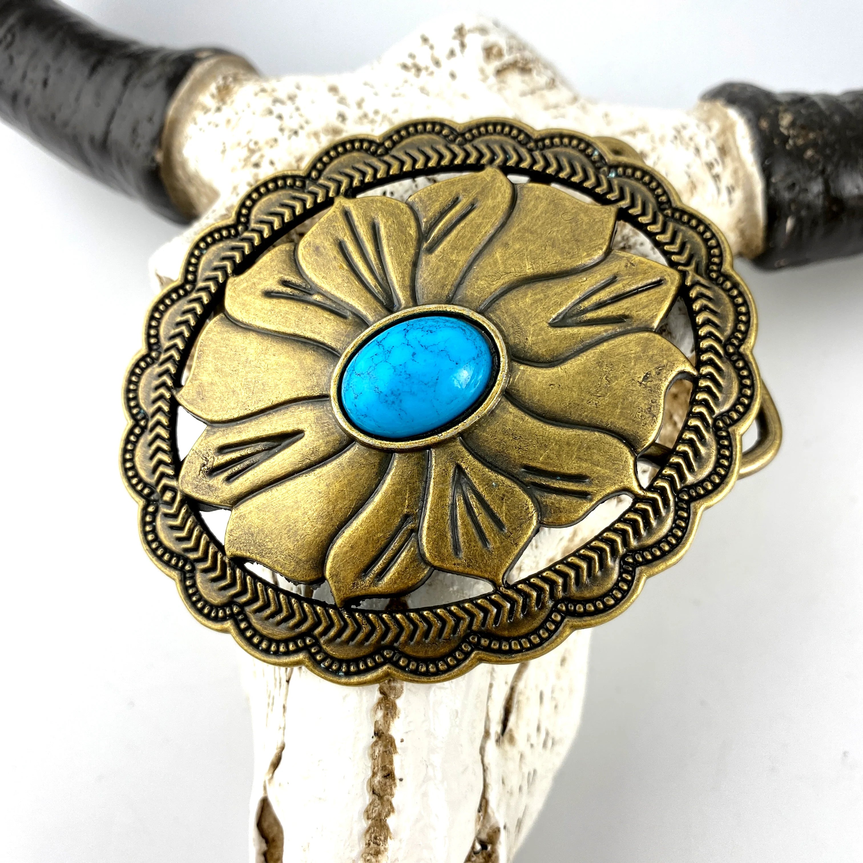 Western Flower Pattern Turquoise Belts