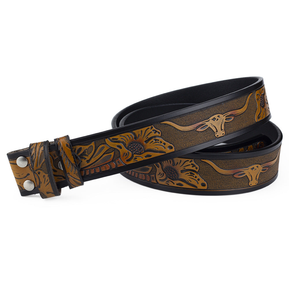 Longhorn Tooled Leather Belt