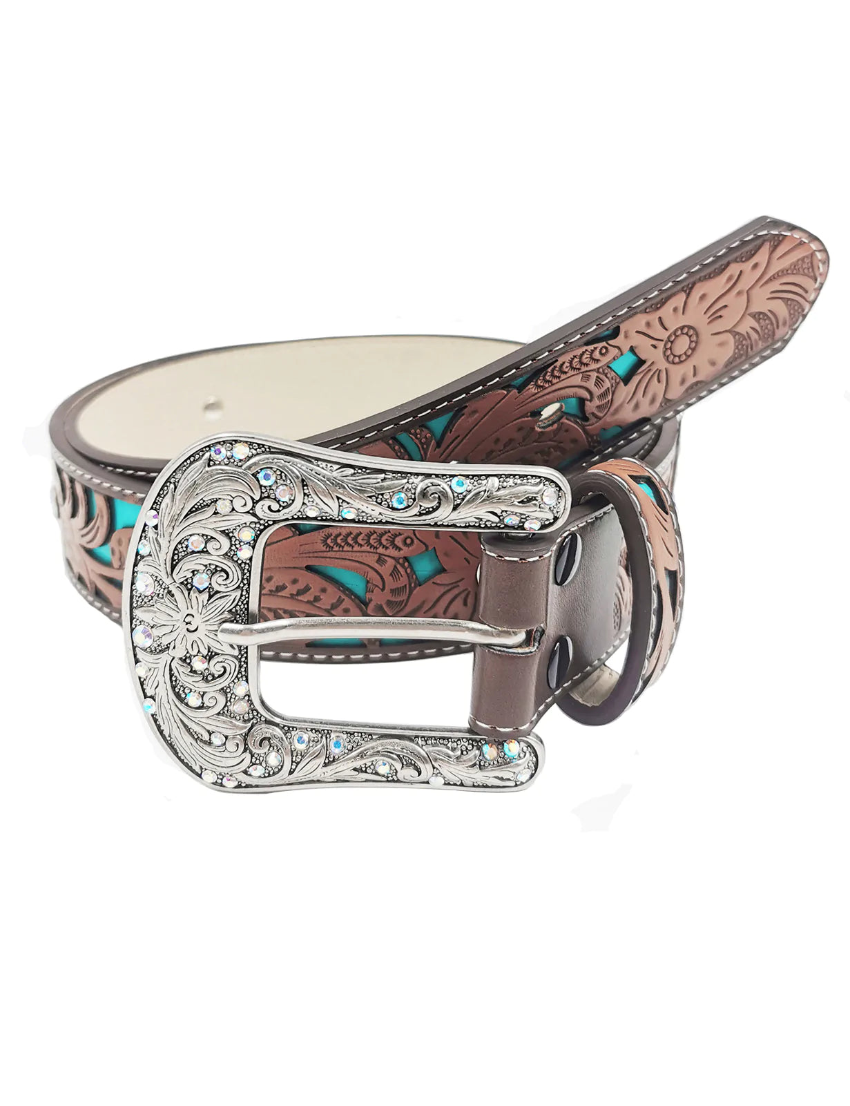 Western Flower Pattern Turquoise Belts