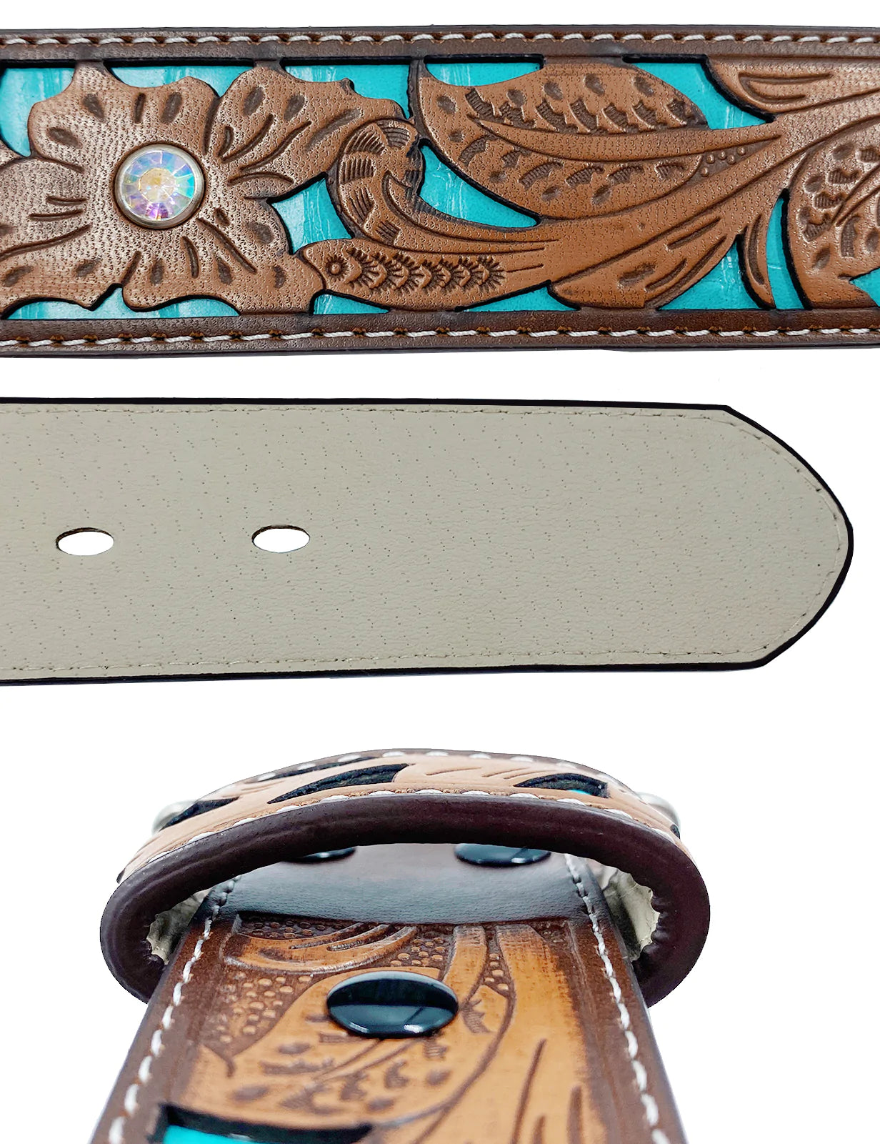 Western Flower Pattern Turquoise Belts